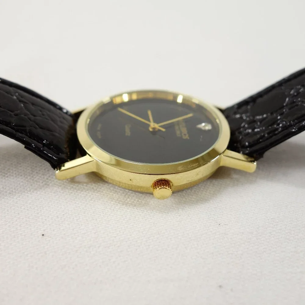 Vintage 80s Helbros‎ Invincible Diamond Quartz Mens Watch New Battery